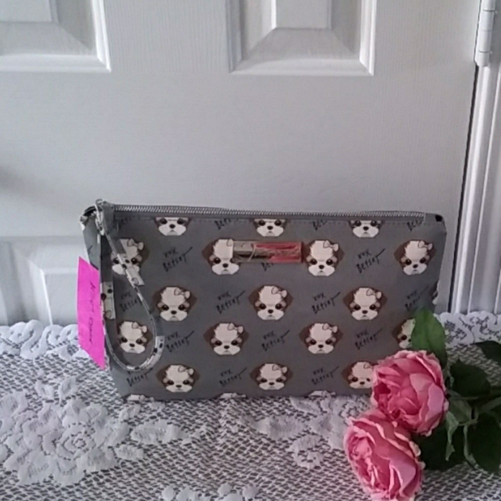 Betsey Johnson Puppy Cosmetic Bag NWT
